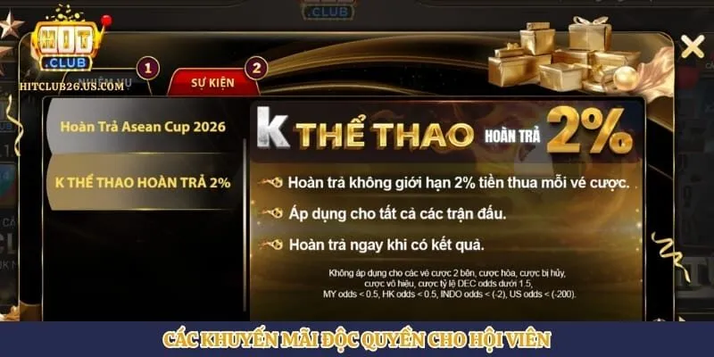 Các khuyến mãi độc quyền cho hội viên 